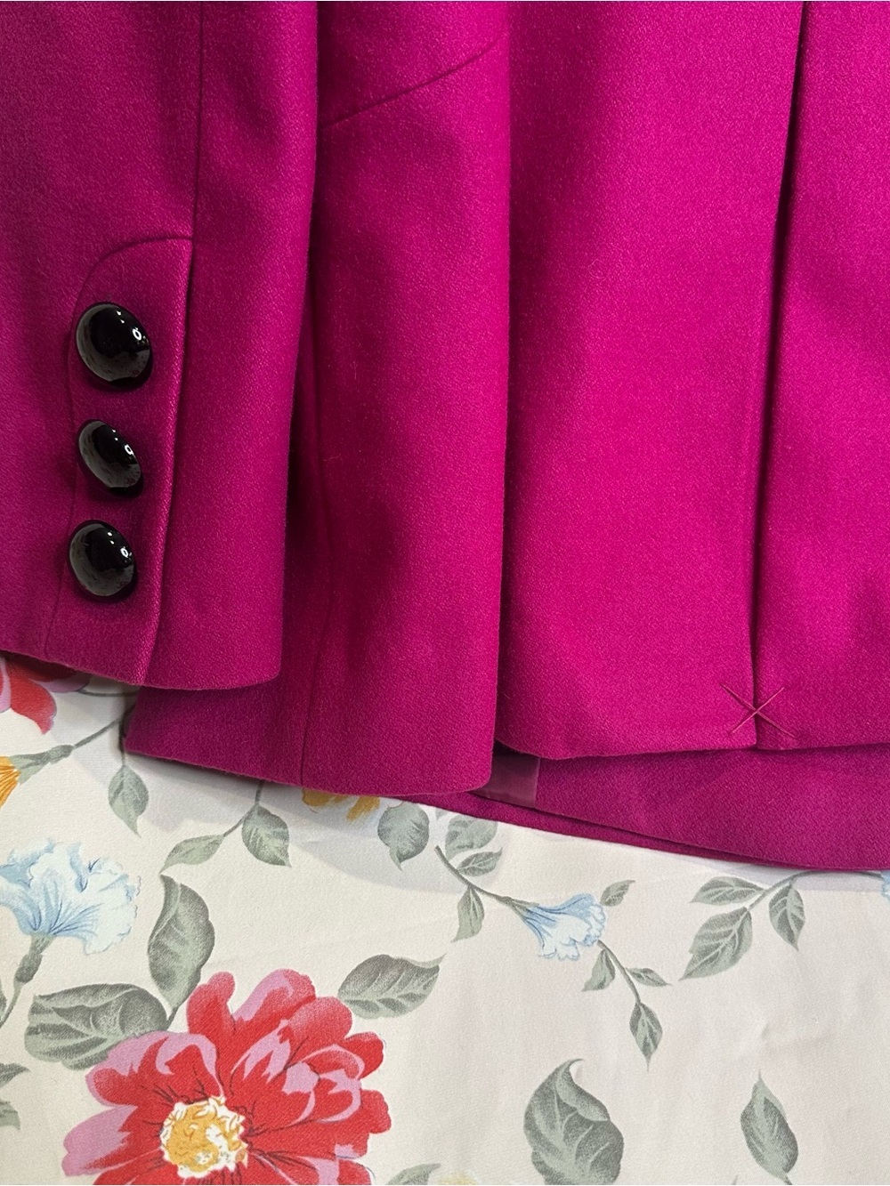 M. JULIAN WOMENS DOUBLE-BREASTED FUSCHIA WOOL COAT SIZE M - Picture 6 of 8